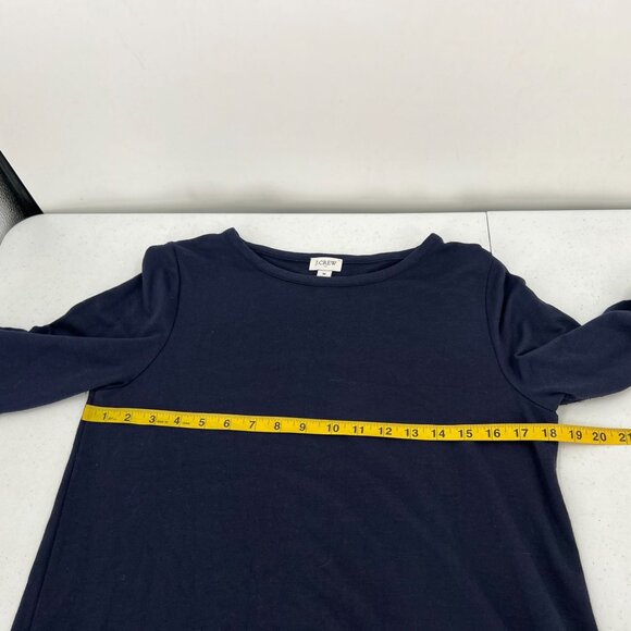 J.Crew M Mixed-Media Top Navy Knit Floral Pleated Hem Long Sleeve Sweater - Picture 6 of 8